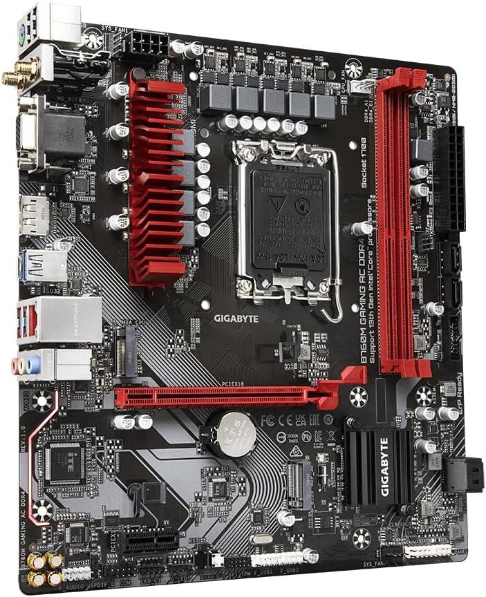 PLACA MÃE GIGABYTE B760M GAMING AC DDR4, CHIPSET B760, INTEL LGA 1700, MATX, DDR4