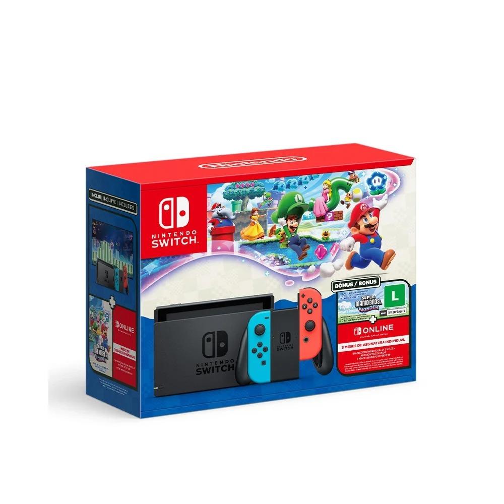 Console Nintendo Switch + Super Mario Wonder + 3 Meses de Assinatura Nintendo Switch Online