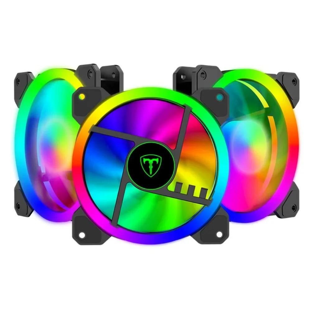KIT COOLER FAN C/ 3 UNIDADES P/ GABINETE, 120MM, RGB, PRETO - T-DAGGER