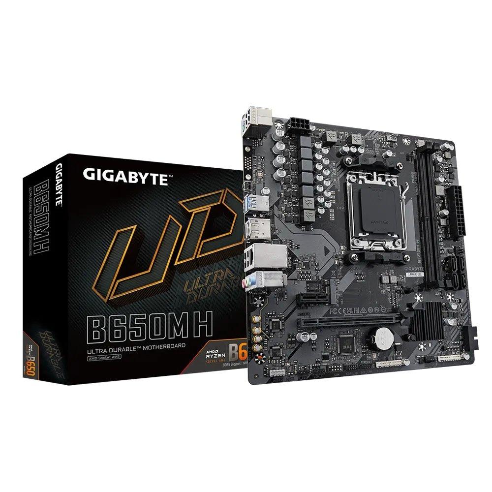 Placa Mãe AM5 Gigabyte B650M H, 2x DDR5, MATX, DP/HDMI, Ryzen 7000/8000/9000