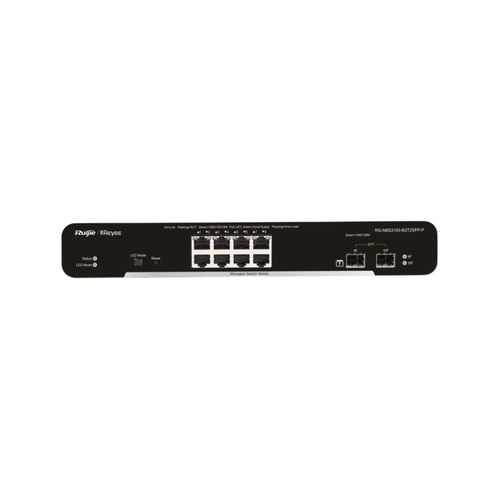 SWITCH POE GERENCIAVEL L2 RUIJIE 8 PORTAS GIGABIT ETHERNET + 2 PORTAS SFP - RUIJIE/REYEE