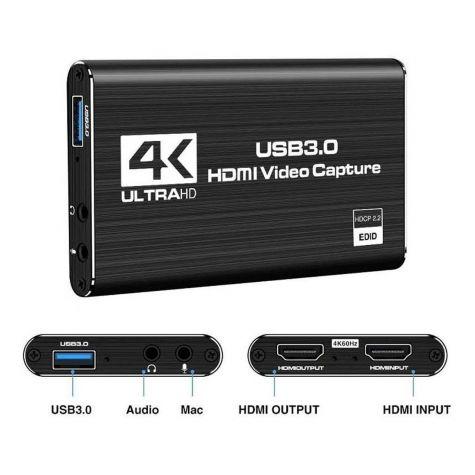 PLACA DE CAPTURA DE VIDEO HDTV/USB 3.0 HDMI 4K/ 30HZ, 1080P / 60FPS - GV CABOS