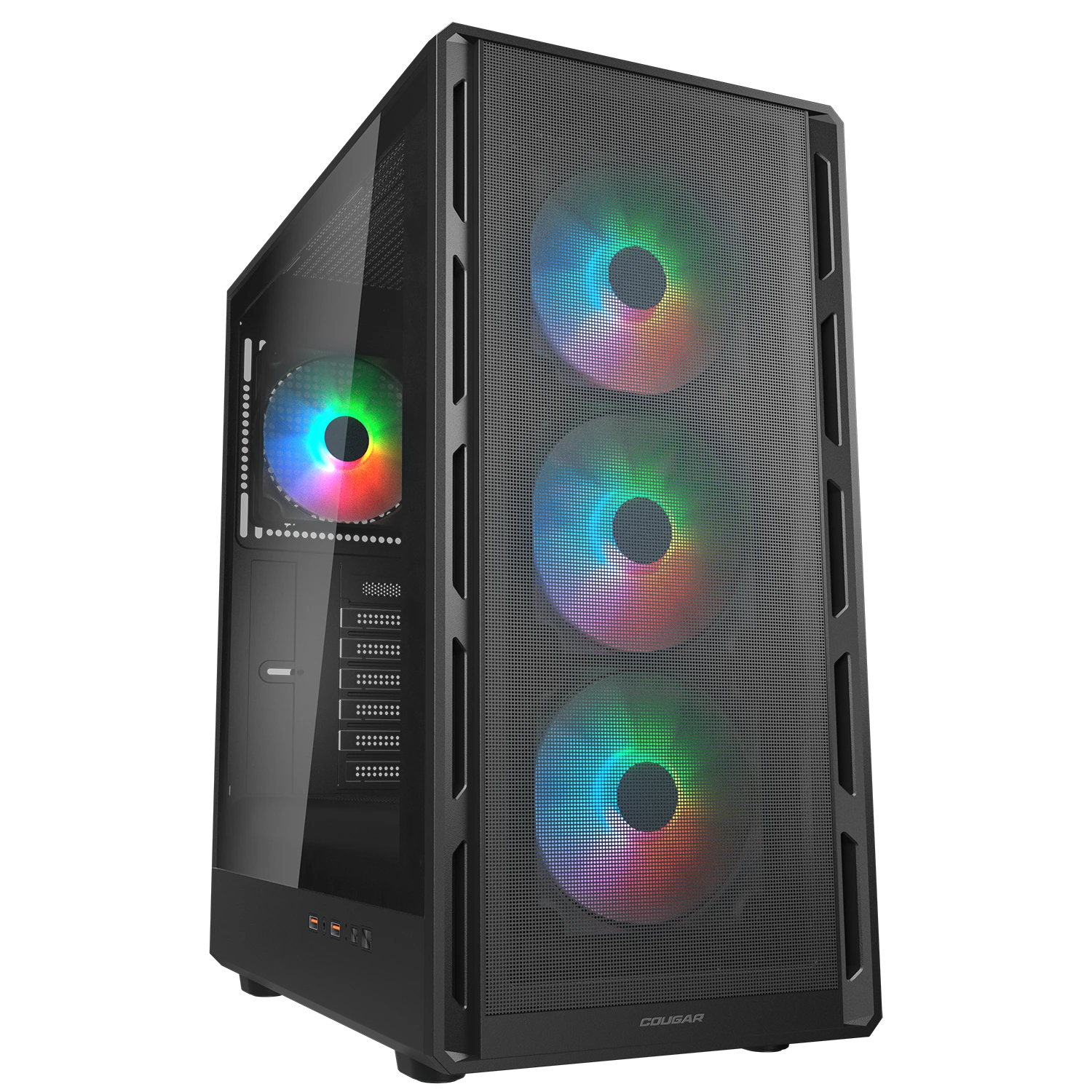 GABINETE GAMER MID TOWER COUGAR AIRFACE PUTE RGB PRETO C/ 4 FANS - 382GA50.0001