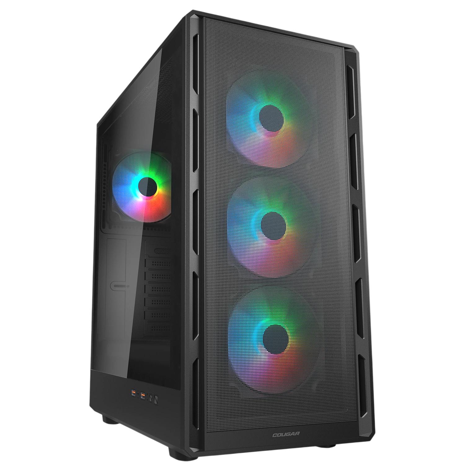 GABINETE GAMER MID TOWER COUGAR AIRFACE PUTE RGB PRETO C/ 4 FANS - 382GA50.0001