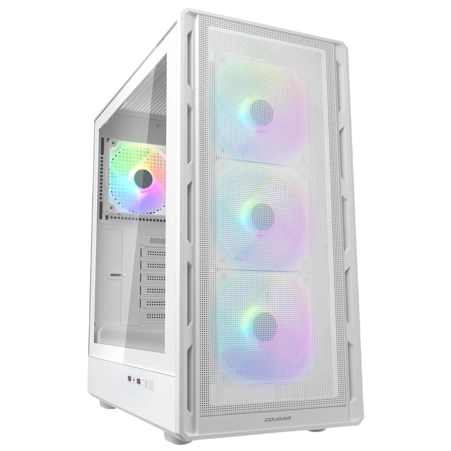 GABINETE GAMER MID TOWER COUGAR AIRFACE PURE RGB BRANCO C/ 4 FANS - 382GA50.0002