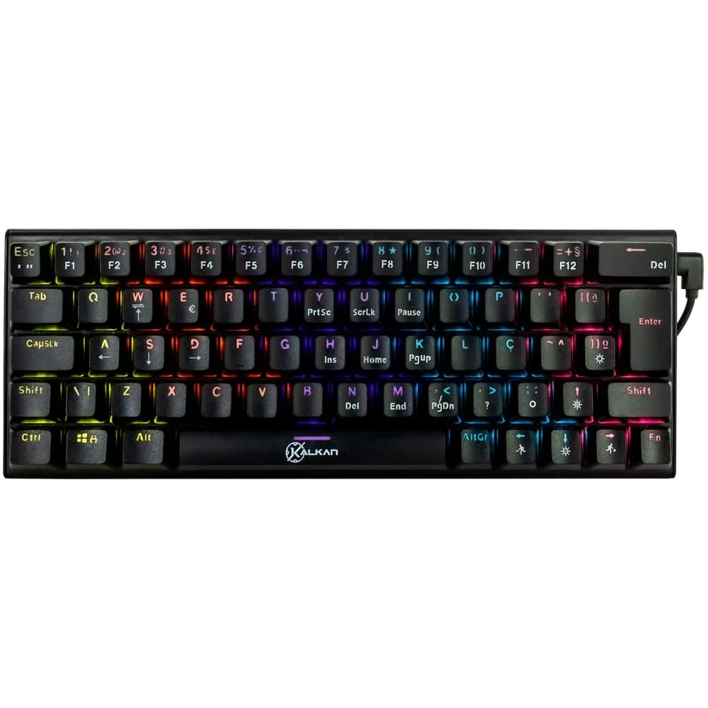 TECLADO GAMER MECANICO KALKAN LOKI 60% RGB SWITCHES YH MARROM USB TIPO C PRETO - KLK00015