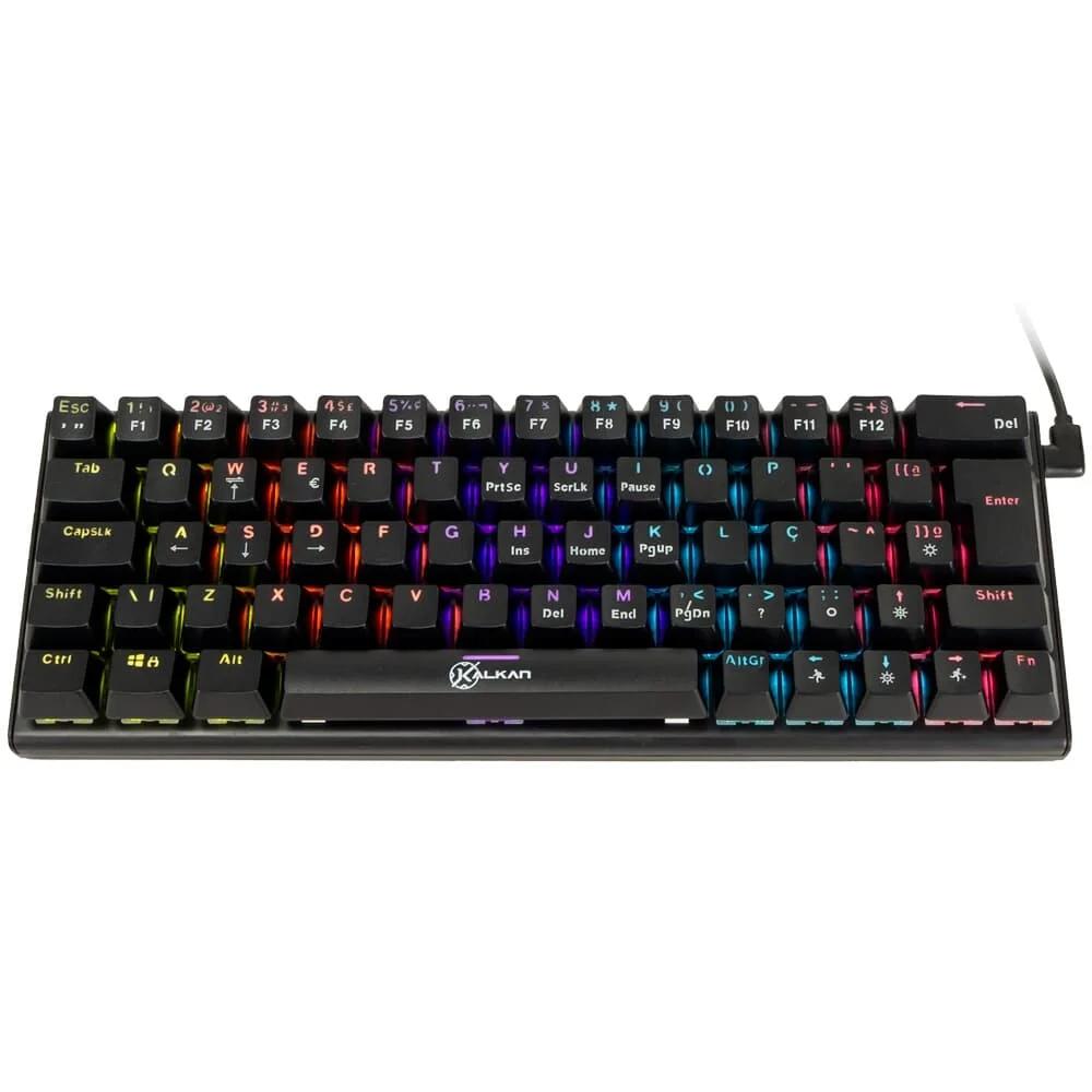 TECLADO GAMER MECANICO KALKAN LOKI 60% RGB SWITCHES YH MARROM USB TIPO C PRETO - KLK00015