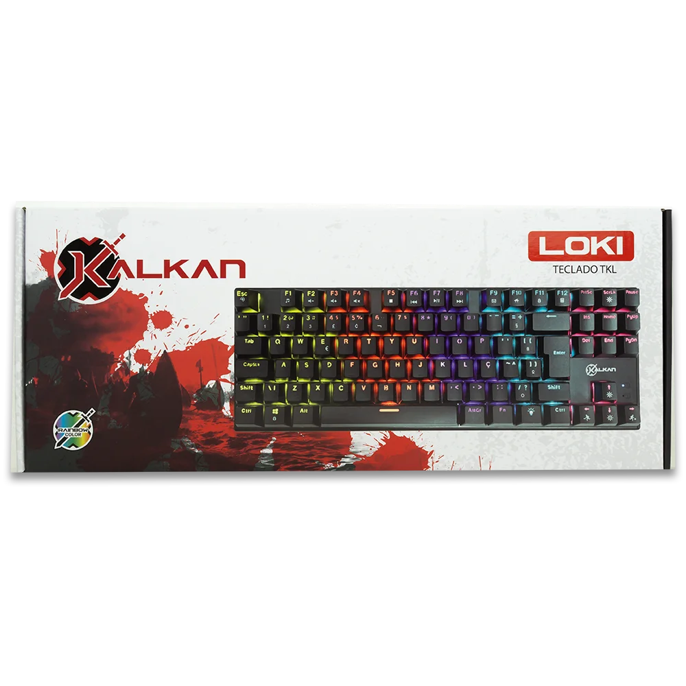 TECLADO GAMER MECANICO KALKAN LOKI TKL 75% RGB SWITCHES YH MARROM USB TIPO C PRETO - KLK00014