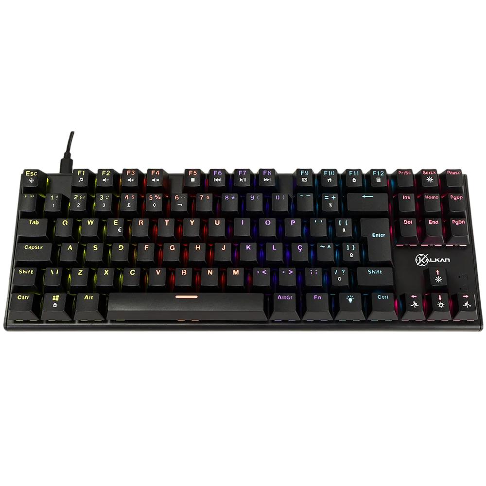 TECLADO GAMER MECANICO KALKAN LOKI TKL 75% RGB SWITCHES YH MARROM USB TIPO C PRETO - KLK00014