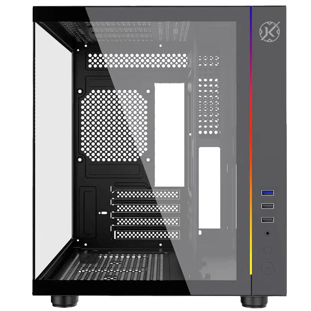 GABINETE GAMER KALKAN MIDGARD MINI TOWER MICRO ATX VIDRO TEMPERADO S/ FONTE S/ FAN PRETO