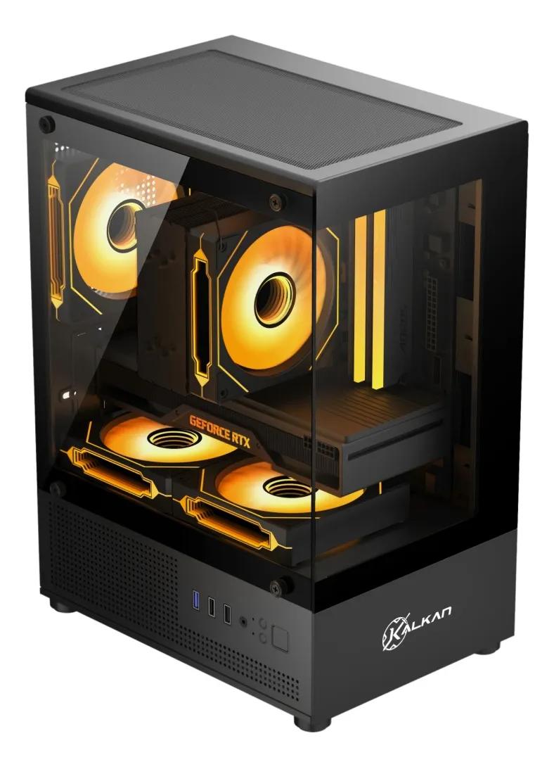 GABINETE GAMER HAKON MICRO ATX VIDRO TEMPERADO DUPLO S/ FONTE S/ FAN PRETO