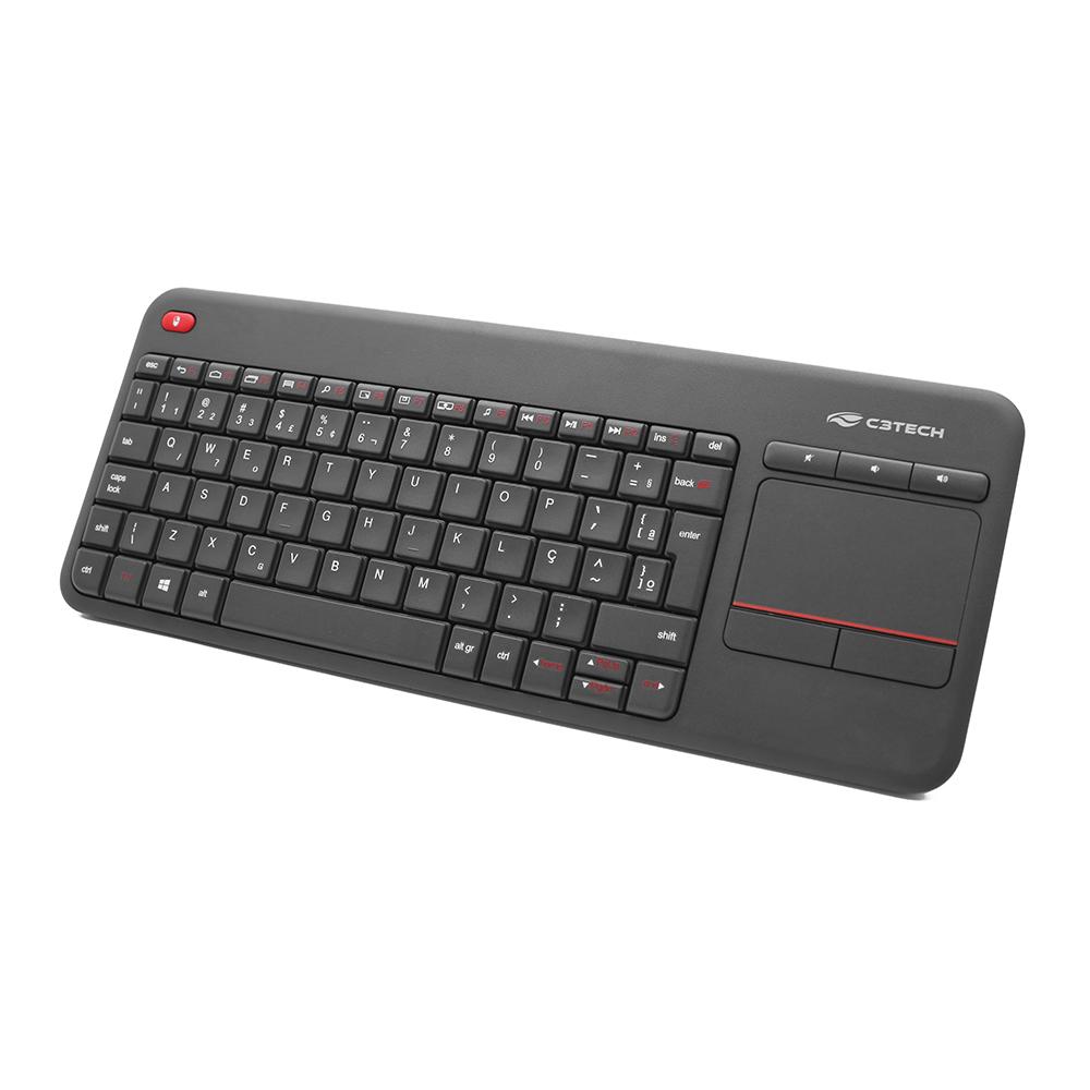 TECLADO SEM FIO COM TOUCHPAD P/ TV C3 TECH - PRETO