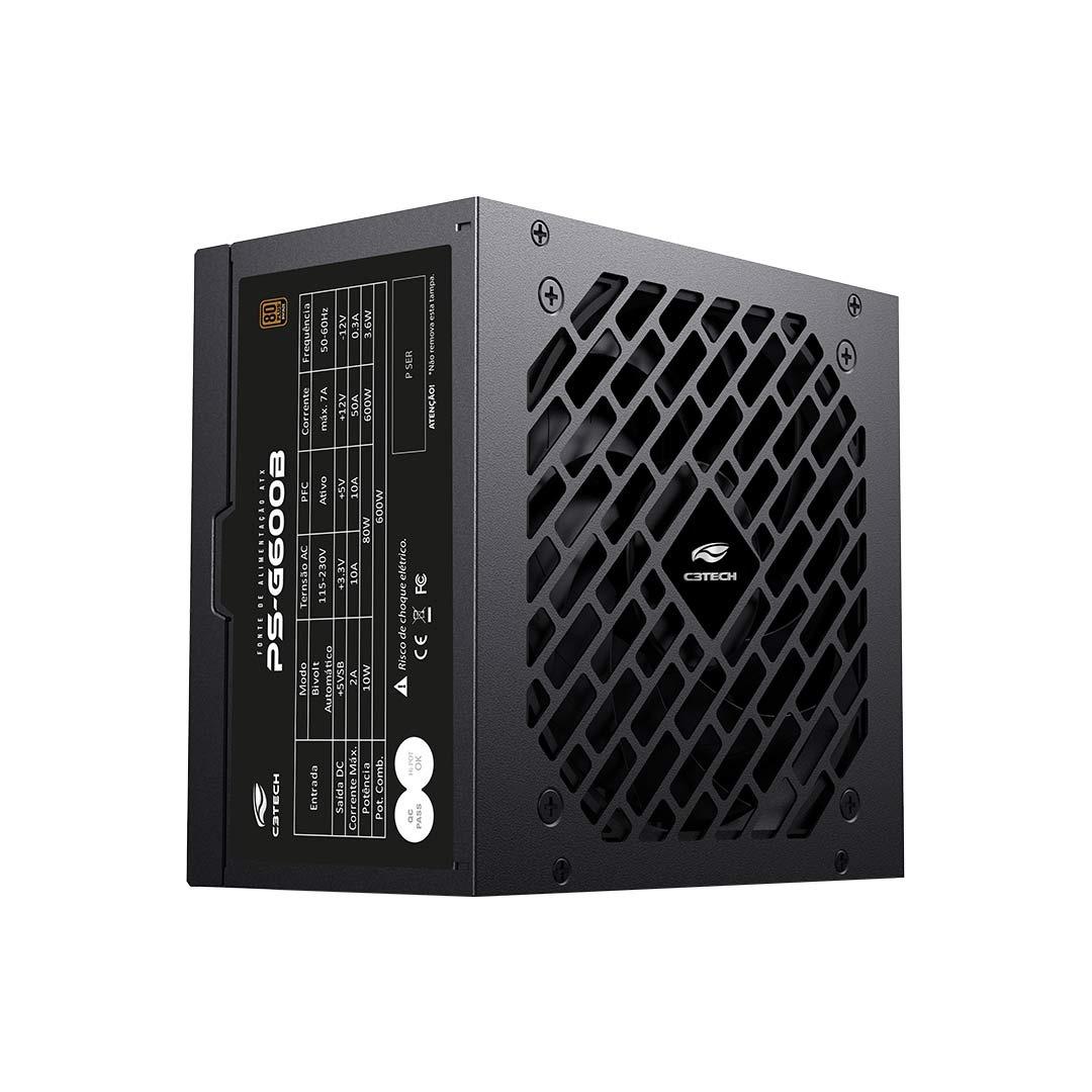 FONTE ATX 600W 80 PLUS BRONZE PS-G600B C3 TECH - PRETA