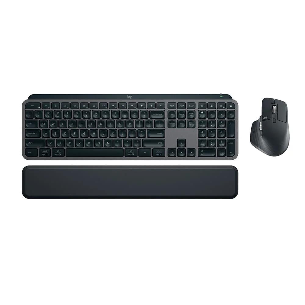 TECLADO E MOUSE LOGITECH SEM FIO MX KEYS S COM APOIO P/ MÃOS- GRAFITE