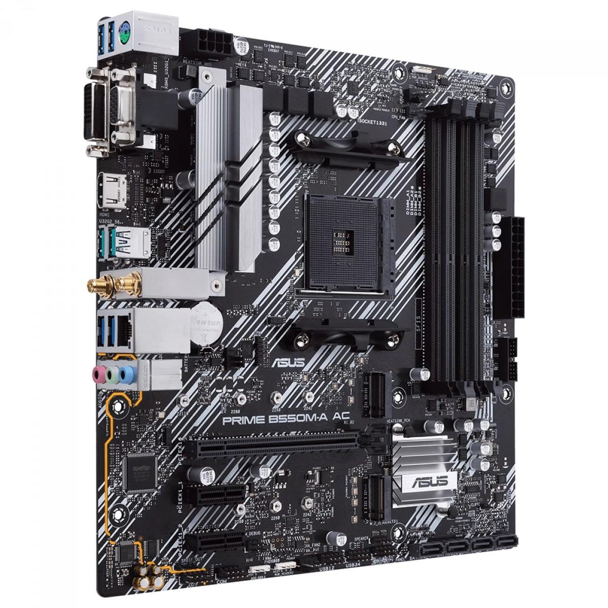 PLACA MAE ASUS PRIME B550M-A AC WIFI- AMD AM4 - MATX - VGA/HDMI/DVI