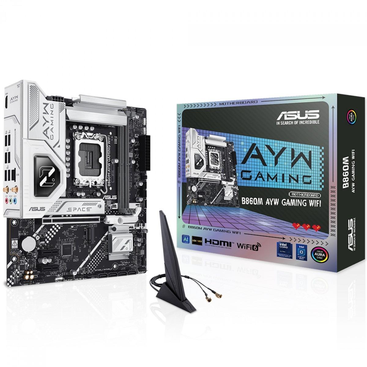 PLACA MAE ASUS B860M LGA 1851, AYW GAMING WI-FI, MATX, DDR5, M.2, SUPPORT INTEL CORE ULTRA