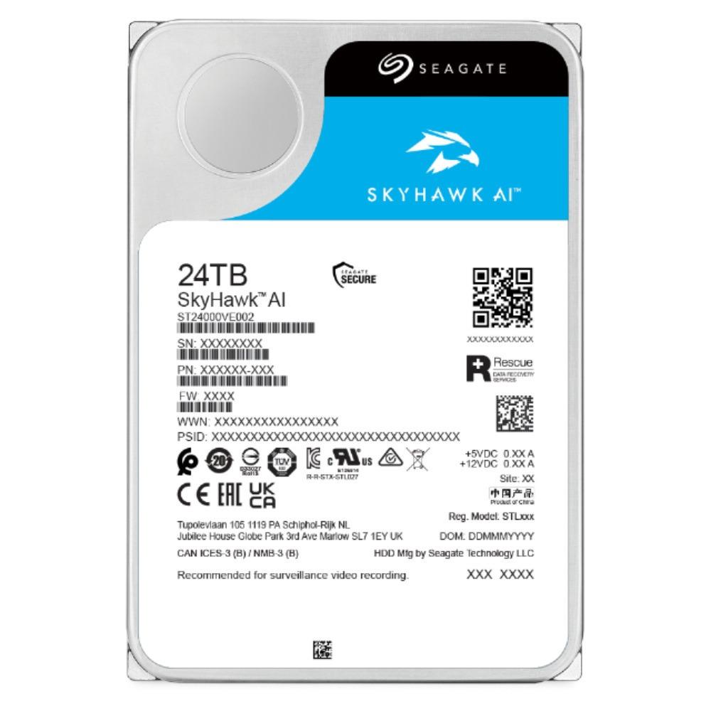HARD DISK SATA III 24TB 7200RPM 512MB 3,5" SKYHAWK AI P/ DVR - SEAGATE