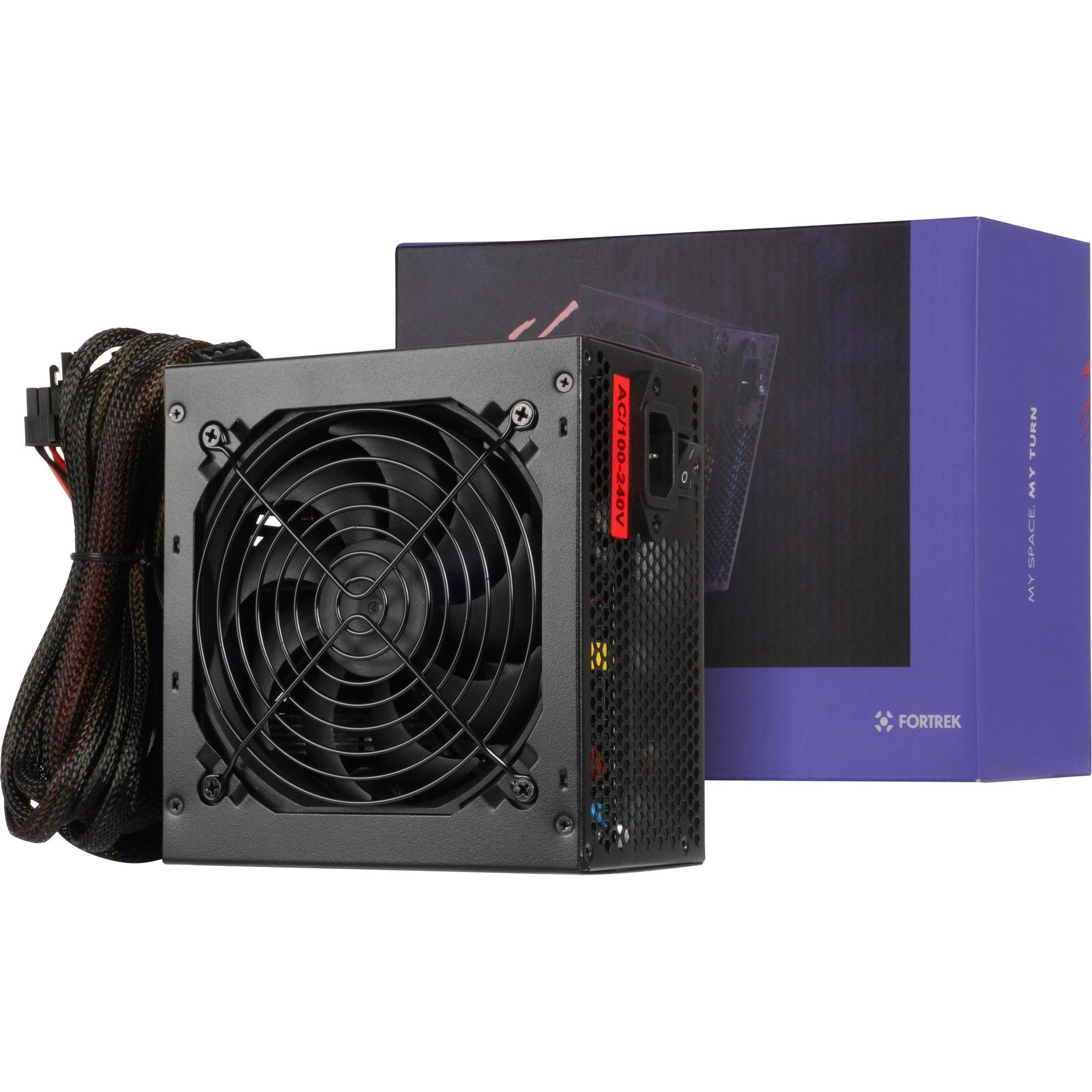 FONTE GAMER ATX 400W FORTREK BLACK HAWK 80 PLUS WHITE PFC ATIVO, PRETO