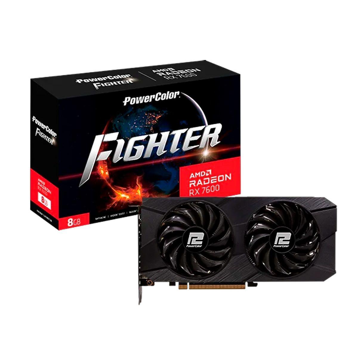 PLACA DE VIDEO POWERCOLOR AMD RADEON RX 7600 FIGHTER, 8GB GDDR6, 128-BIT, RX7600-8G-F