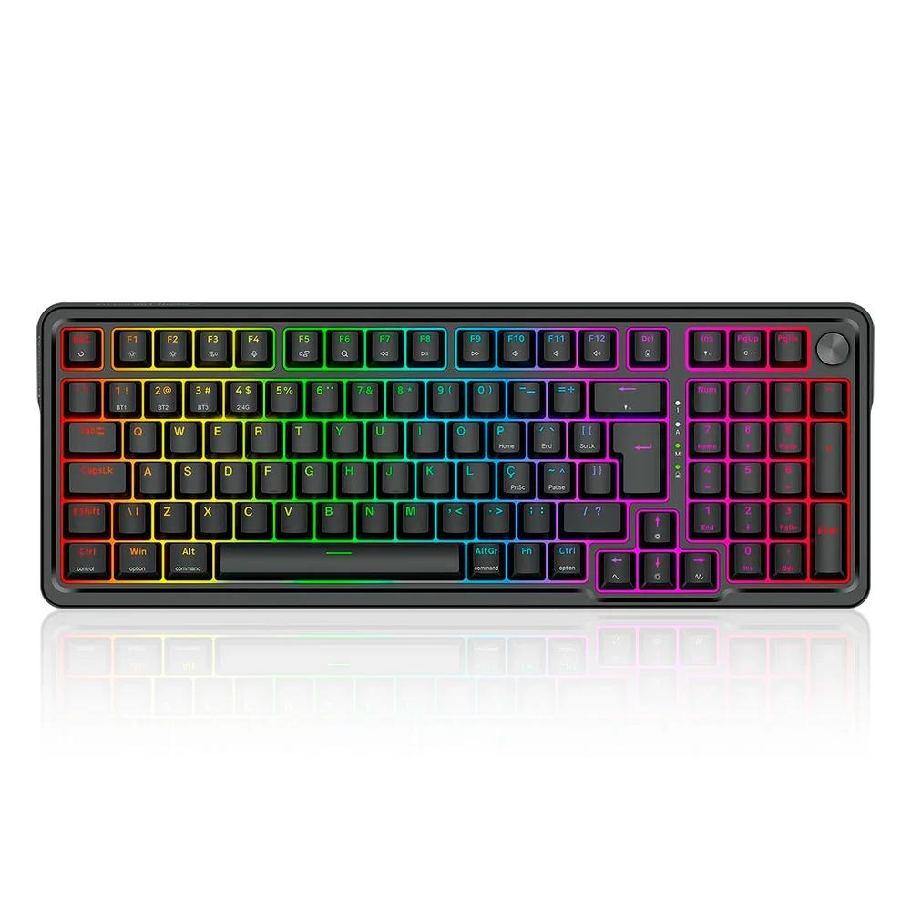 TECLADO MECANICO GAMER EISA PRO RGB WIRELESS SWITCH MANBO REDRAGON PRETO K686-RGB-PRO
