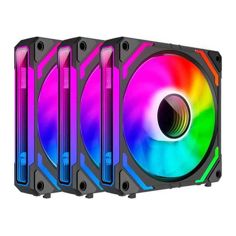 Cooler Fan com 3 Unidades Redragon ARGB Infinity Mirror Interligaveis 120mm Preto GC-F012