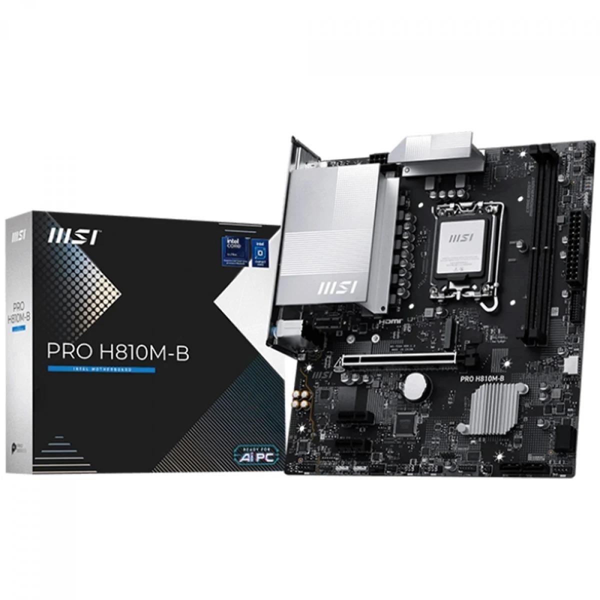 Placa Mãe MSI Pro H810M-B, Chipset H810, Intel LGA 1851, MATX, DDR5