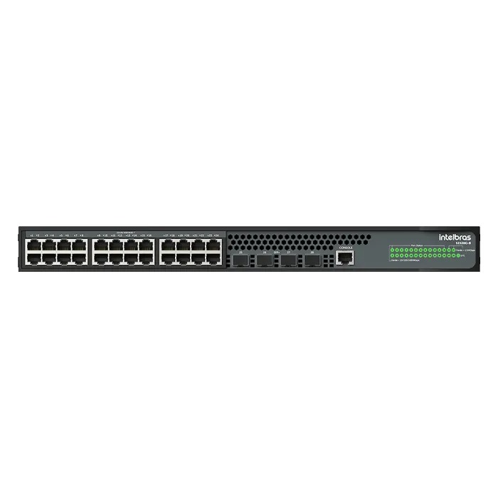 SWITCH INTELBRAS GERENCIAVEL S2328G-B 24 PORTAS GIGABIT, 4 PORTAS SFP+ 10GBPS
