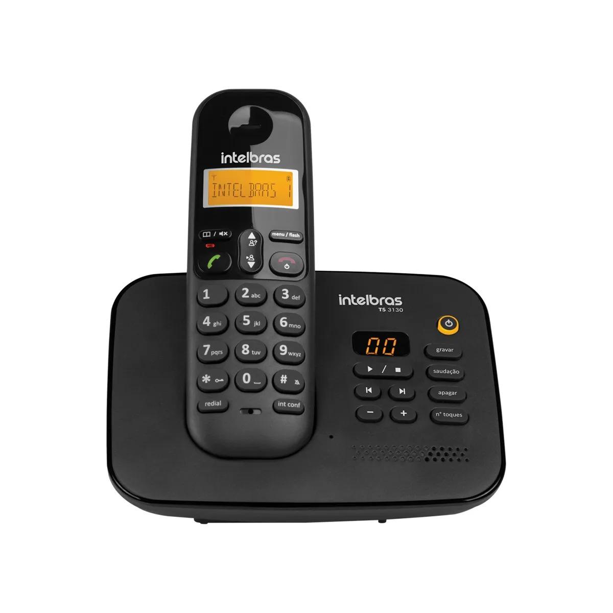 TELEFONE SEM FIO INTELBRAS TS 3130 COM SECRETÁRIA ELETRONICA - PRETO