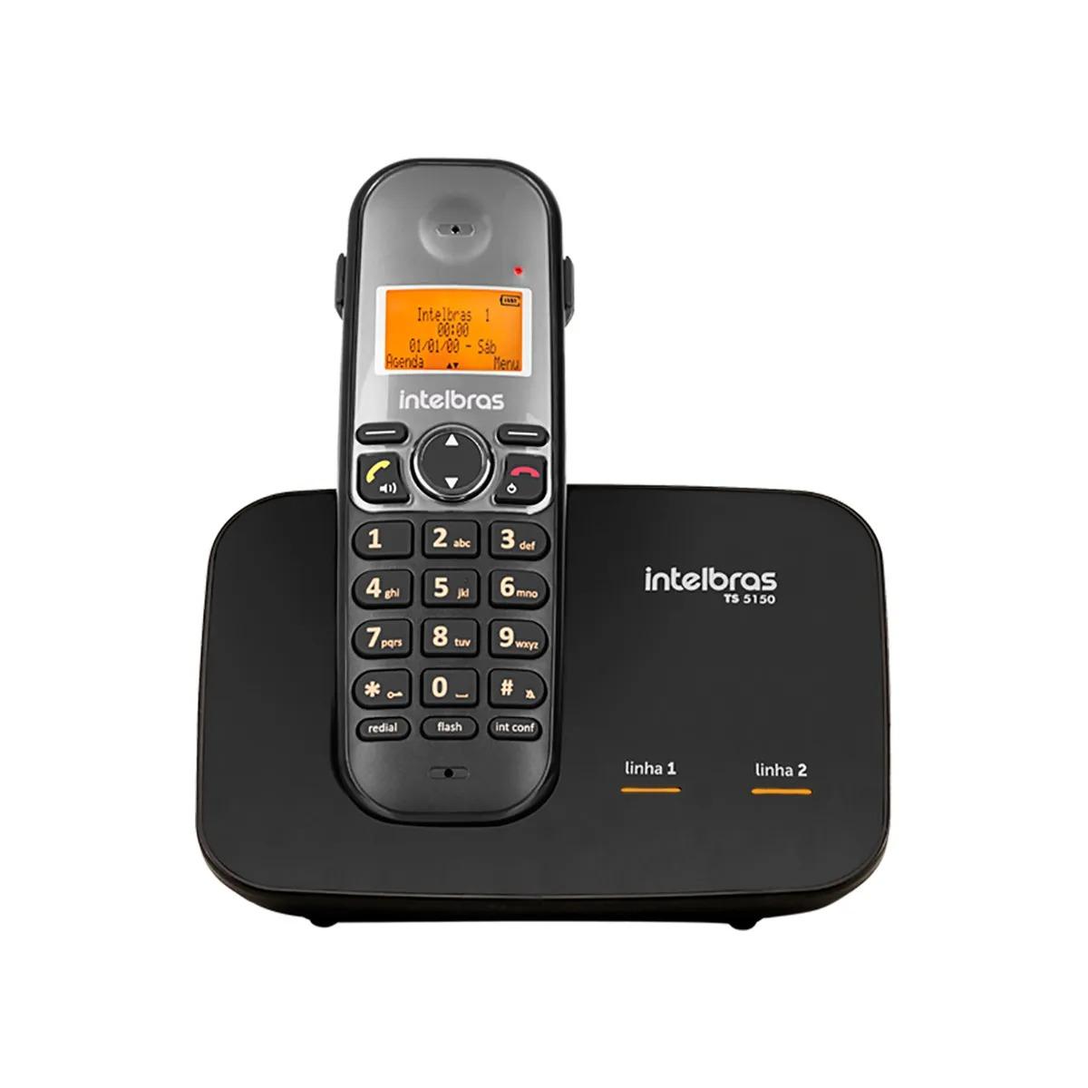 TELEFONE SEM FIO INTELBRAS TS 5150 C/ ENTRADA P/ 2 LINHAS - PRETO