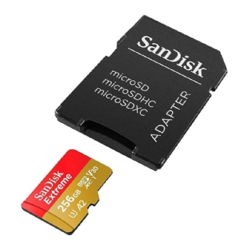 CARTAO 256GB MICRO SDXC EXTREME ATÉ 190MB/S C/ ADAPTADOR - SANDISK