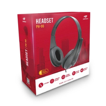 FONE DE OUVIDO COM MICROFONE PH-90BK PRETO - C3TECH