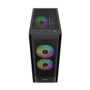 GABINETE GAMER ATX GAMDIAS AURA GC6 ELITE ARGB, VIDRO TEMPERADO, MID TOWER, C/ 3 FANS, PRETO