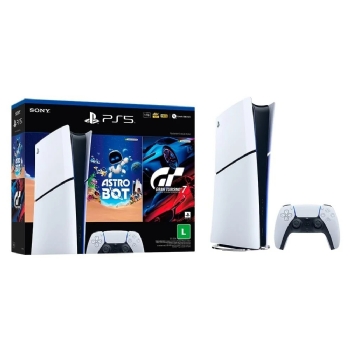 CONSOLE SONY PLAYSTATION 5 SLIM DIGITAL 1TB BRANCO + 2 JOGOS (ASTRO BOT E GRAN TURISMO 7)