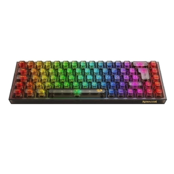 TECLADO GAMER MECANICO SEM FIO REDRAGON CASTOR PRO CLEAR, RGB, WIRELESS/BLUETOOTH, SWITCH CRYSTAL