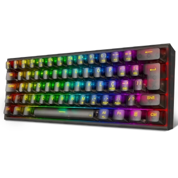 TECLADO GAMER MECANICO REDRAGON FIZZ CLEAR, RGB, USB, SWITCH CRYSTAL, ABNT2, 60%, PRETO