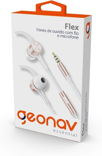 FONE DE OUVIDO GEONAV FLEX COM FIO, P3, INTRA AURICULAR, COM MICROFONE, 1,2 METROS, ESFNSL, PRATA