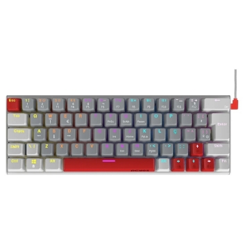 TECLADO GAMER MECANICO 60% PCYES KUROMORI WHITE GHOST, SWITCH RED, LED RAINBOW, BRANCO