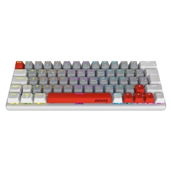 TECLADO GAMER MECANICO 60% PCYES KUROMORI WHITE GHOST, SWITCH RED, LED RAINBOW, BRANCO