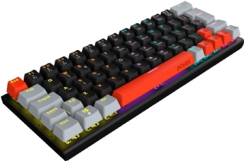 TECLADO GAMER MECANICO 60% PCYES KUROMORI BLACK VULCAN, SWITCH BLUE, LED RAINBOW, PRETO