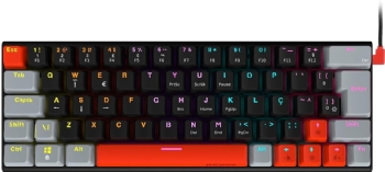 TECLADO GAMER MECANICO 60% PCYES KUROMORI BLACK VULCAN, SWITCH BLUE, LED RAINBOW, PRETO