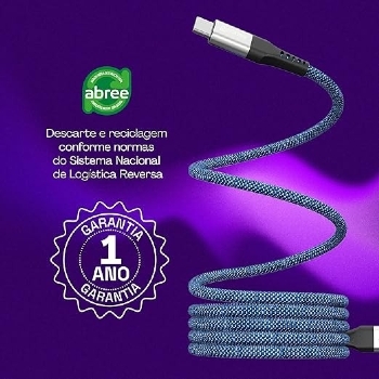 CABO GEONAV USB-C PARA USB-C, NYLON TRANÇADO, CORPO MAGNÉTICO, AZUL C/ BRANCO, 1,2M, UCC09MAG