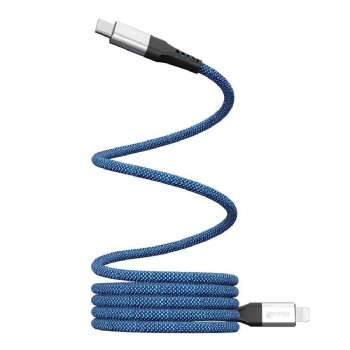 CABO GEONAV USB-C PARA LIGHTNING, NYLON TRANÇADO, CORPO MAGNÉTICO, AZUL C/ BRANCO, 1,2M, LIUC03MAG