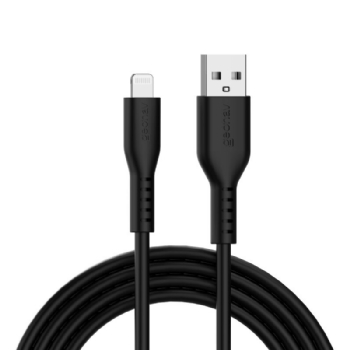 CABO GEONAV USB-A PARA LIGHTNING, EM SILICONE, NA COR PRETA, 1,5 METROS, ESLISBK