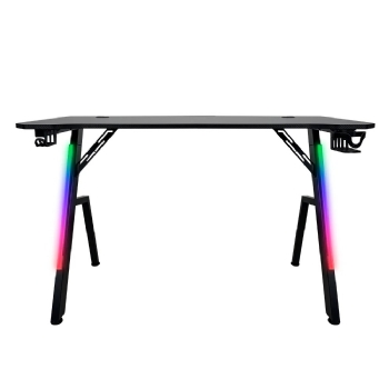 MESA GAMER KALKAN ILLUMI RGB, INCLINÁVEL, 1,20M, COM SUPORTE P/ HEADSET E COPO - PRETA