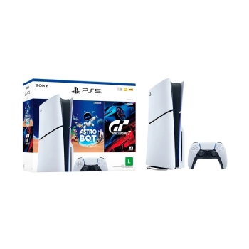 CONSOLE SONY PLAYSTATION 5 SLIM DISK 1TB BRANCO + 2 JOGOS (ASTRO BOT E GRAN TURISMO 7)