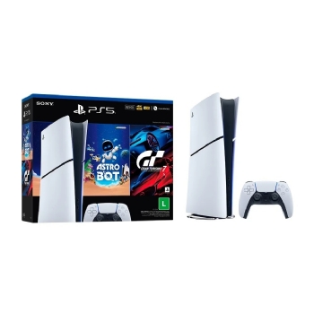 CONSOLE SONY PLAYSTATION 5 SLIM DIGITAL 825GB BRANCO + 2 JOGOS (ASTRO BOT E GRAN TURISMO 7)