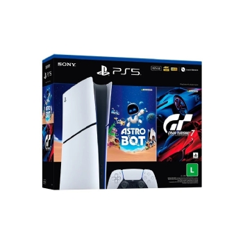 CONSOLE SONY PLAYSTATION 5 SLIM DIGITAL 825GB BRANCO + 2 JOGOS (ASTRO BOT E GRAN TURISMO 7)