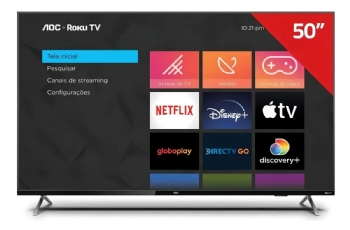 SMART TV LED AOC 50'' 4K, ROKU TV, WI-FI, HDMI, AIRPLAY 2, USB