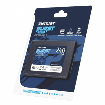 SSD SATA III 240GB PATRIOT BURST, 2.5", LEITURA 450 MB/S, GRAVAÇÃO 320 MB/S