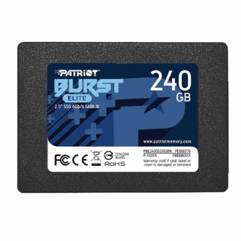 SSD SATA III 240GB PATRIOT BURST, 2.5", LEITURA 450 MB/S, GRAVAÇÃO 320 MB/S